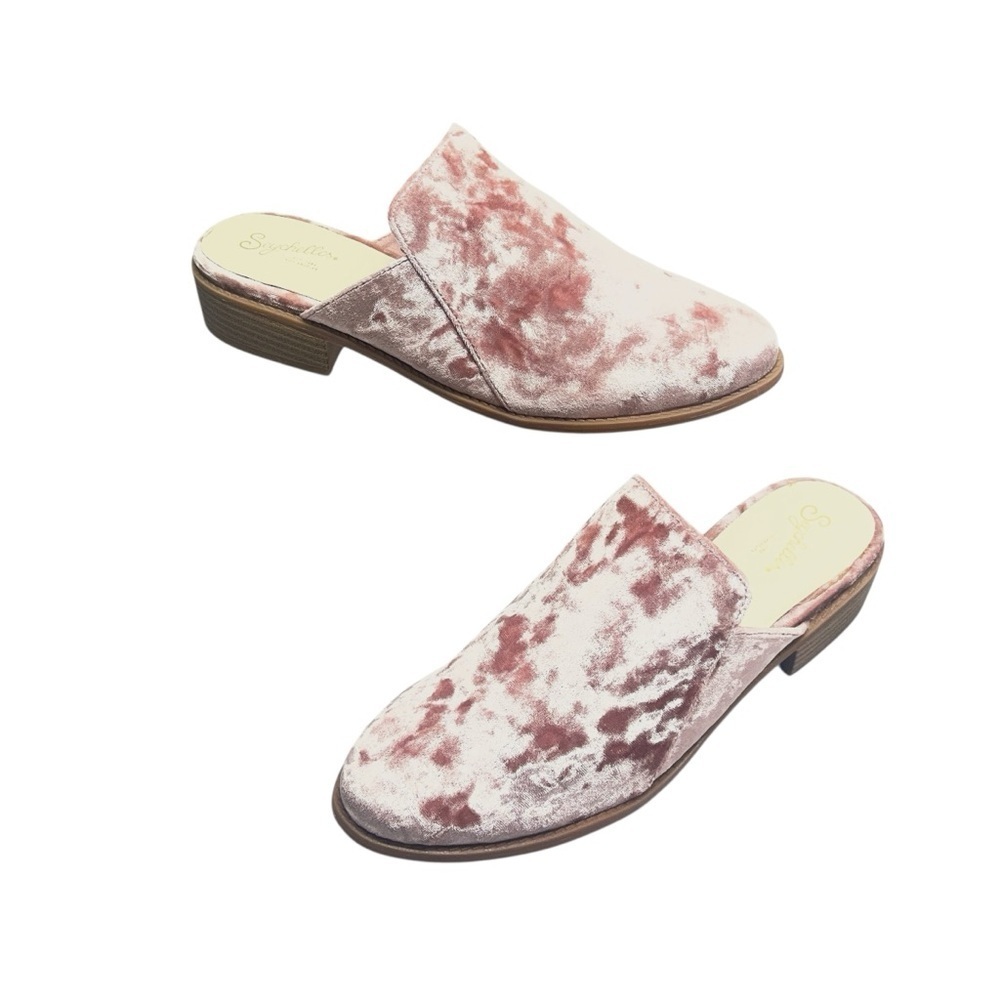 Seychelles Pink Velvet Slip On Low Mules Women’s Size 9